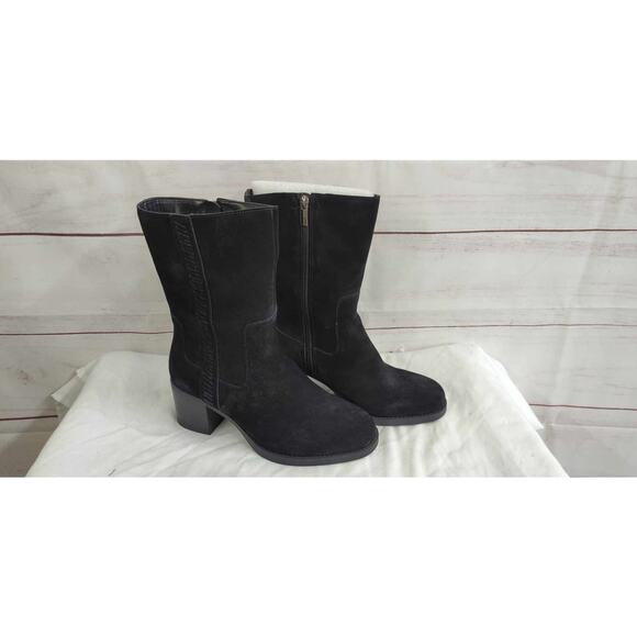 7.5W BLACK A520107 Vince Camuto Water-Repellent Mid-Shaft Suede Boots -Zelcinna - Picture 1 of 2